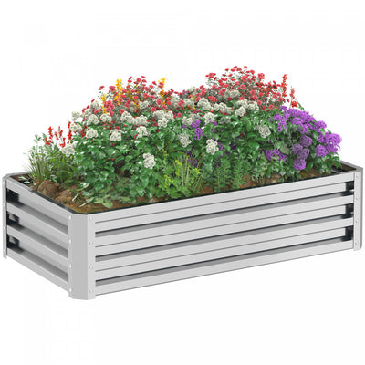Outsunny 4' x 2' x 1' Raised Garden Bed, Galvanized Planter Box Silver