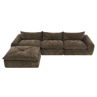 Cloud 116 Inch Modular Sectional Sofa with Ottoman and Legless Design, Brown 