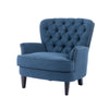 Arcadia Vintage-Inspired Lounge Chair with Nailhead Trim and Curved Backrest, Navy Blue | Arcadia Fauteuil de Salon d'Inspiration Vintage a Clous Decoratifs et Dossier Courbe, Bleu Marine