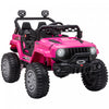 Aosom 12v Kids Ride-on Truck With Remote Control, Battery-operated Kids Car With LED Lights, Electric Ride On Toy With Spring Suspension, Music, Horn, 3 Speeds, Pink