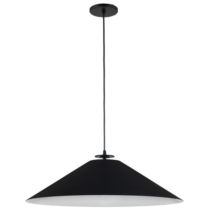 Dainolite Prudence 1 Light Pendant Matte Black Finish Black/White Shade Lamp