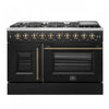 Forno Galiano 48\" Black Gas Range, 4.32 cu.ft- FFSGS6444-48BLK