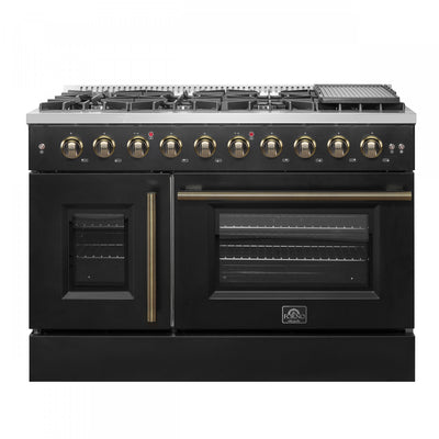 Forno Galiano 48" Black Gas Range, 4.32 cu.ft- FFSGS6444-48BLK | Cuisiniere a gaz noire Galiano 48 pouces, 4,32 pi³ – FFSGS6444-48BLK
