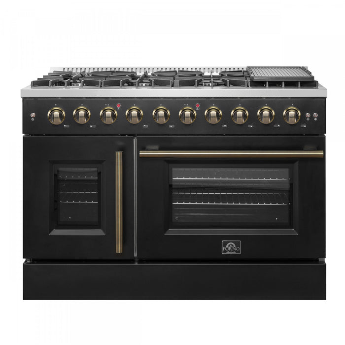 Forno Galiano 48\" Black Gas Range, 4.32 cu.ft- FFSGS6444-48BLK