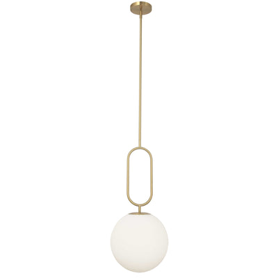 Dainolite Simone 1 Light Pendant Aged Brass White Opal Glass Lamp|Luminaire suspendu Simone de Dainolite en verre blanc opale, avec laiton vieilli et 1 ampoule