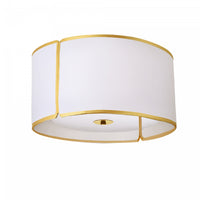 Dainolite Notched Drum 3 Light Flush Mount Gold White Shade And Diffuser Lamp