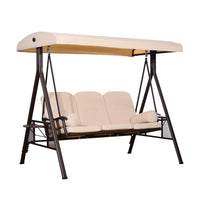 Outsunny 3 Seater Porch Swing Heavy Duty Outdoor Swing Chair Outdoor Lounge Hammock Cushioned Seat W