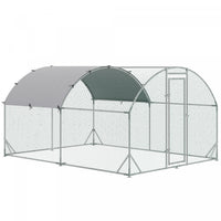 Pawhut Galvanized Large Metal Chicken Coop Cage Walk-in Enclosure Poultry Hen Run House Playpen Rabb