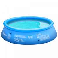 Outsunny Inflatable Swimming Pool Family-sized Blow Up Pool Round Paddling Pool With Hand Pump For K