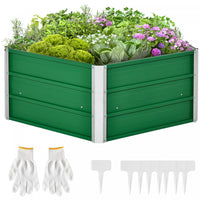 Outsunny Pentagon Galvanized Raised Garden Bed, Elevated Large Metal Planter Box W/ Install Gloves F