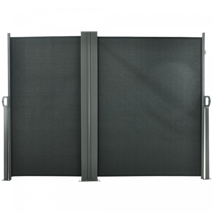 Outsunny Double Retractable Side Awning 236\" X 63\" Patio Screen Grey