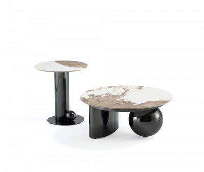 Laurel Modern Glam 2-Piece Coffee Table & End Table Set in Black Coffee Table Set | Ensemble moderne et glamour Laurel de 2 tables : table basse et table d’appoint, coloris noir