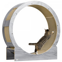 Pawhut 36 Inch Cat Wheel Exerciser For Indoor Cats, Kitten Treadmill With Carpeted Runway And Brake, Kitty Running Toy For Fitness & Healthy, Grey