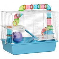 Pawhut Hamster Cage, Small Animal House, 3-level Guinea Pig Cage Gerbil Haven, Tunnel Tube System, W