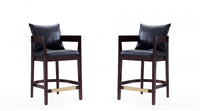 Ritz Mid-Century Modern Wood Upholstered Counter Stool in Black - Set of 2 