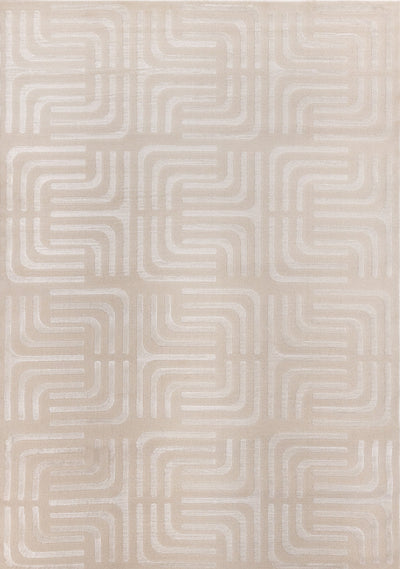 Leonardo Cream Beige Oriental Trellis Pattern Rug, 5'3" x 7'7" Indoor Area Rug | Tapis a motifs de treillis orientaux creme beige Leonardo, 5'3" x 7'7"