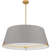 Dainolite Preston 4 Light Pendant 33\" Dia Aged Brass Grey Fabric Shade Lamp