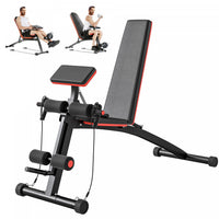 Soozier Foldable Adjustable Dumbbell Bench Press, Weight Lifting Sit Up Ab Workout Bench for Home Training Gym Incline Flat Multiuse Workout Exercise Fitness, Red
