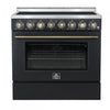 Forno Paolo 36 Inch Black Freestanding Electric Range, Black, 5.44 cu.ft., True Convection - FFSEL6011-36BLK
