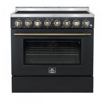 Forno Paolo 36 Inch Black Freestanding Electric Range, Black, 5.44 cu.ft., True Convection - FFSEL6011-36BLK