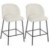 HOMCOM 27\" Counter Height Modern Bar Stools Set of 2 with Back, Cream White