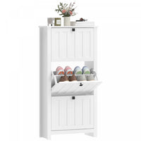 HOMCOM Narrow Shoe Cabinet with 3 Flip Drawers, Shoe Storage Cabinet, White