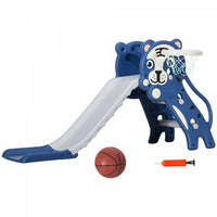 Qaba 2 In 1 Toddler Slide For Indoor, Easy Set Up Kids Slide Playset With Basketball Hoop For 18-36