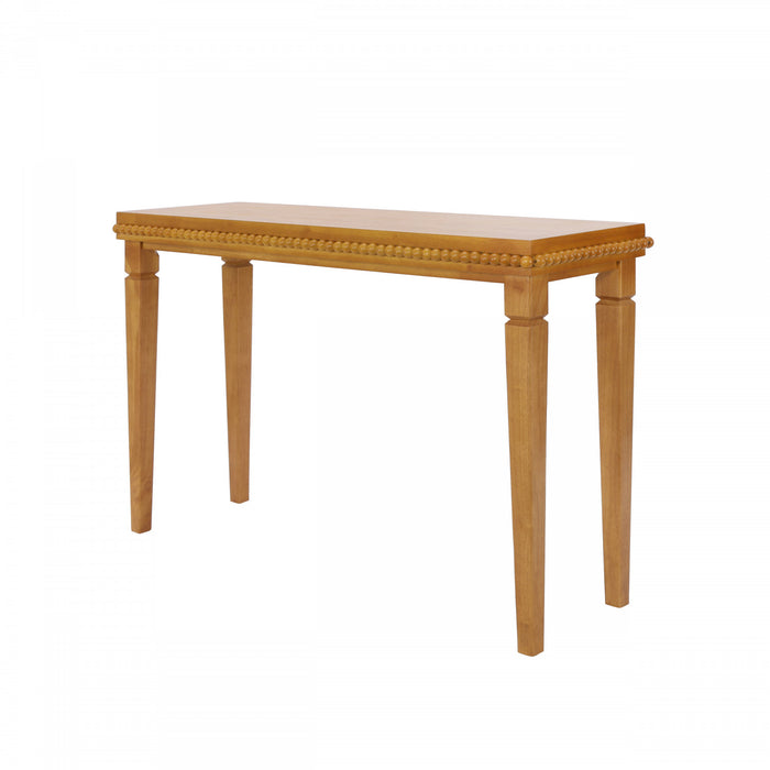 Martha 47.25\" Rustic Wood Sofa Table with Decorative Beaded Trim - Brown
