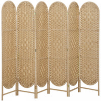 HOMCOM 6 Panel Room Divider, Bohemian Folding Privacy Screen, Natural Wood