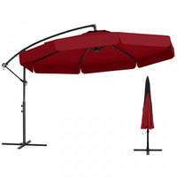 Costway 10 FT Offset Hanging Umbrella Patio Cantilever Umbrella with Cover Red