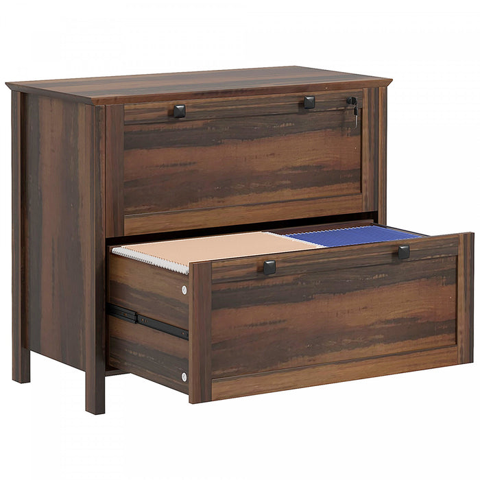 HOMCOM 2 Drawer Lateral File Cabinet for Letter, A4, Legal Size, Brown