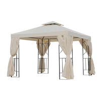 Outsunny 10' X 10' Patio Gazebo Outdoor, Canopy Shelter With Double-tier Roof, Pavilion Sidewalls Fo