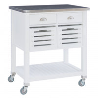 Robbin Wood Kitchen Bar Cart Storage - White