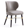 Manhattan Comfort Modern Strine Dining Chair Upholstered Velvet & Leatherette with Solid Wood Legs - Dark Taupe