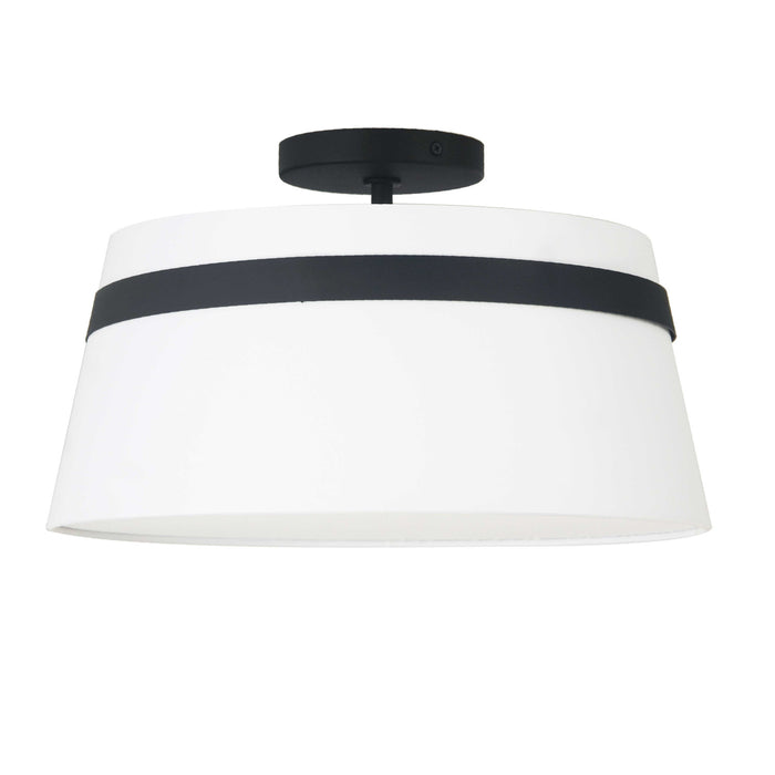 Dainolite Symphony 3 Light Semi-flush Mount Matte Black White Shade Lamp
