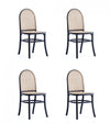 Paragon Industry Chic Cane Back Wood Upholstered Dining Chair in Black and Gray - Set of 4