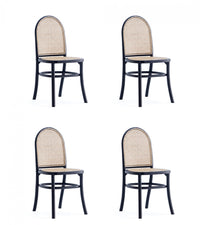 Paragon Industry Chic Cane Back Wood Upholstered Dining Chair in Black and Gray - Set of 4 