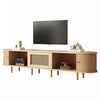 Lucas TV Stand Media Console with Rattan Drawer and Sliding Doors,Natural