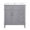 Savannah 30 Inch Bathroom Vanity with Ceramic Sink and Spacious Storage Cabinet, Grey