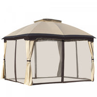 Outsunny 12' X 10' 2-tier Outdoor Gazebo Canopy Tent For Patio With Zippered Mesh Sidewalls, Solid S