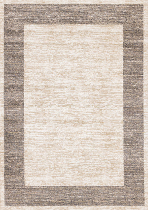 Covington Beige Taupe White Distressed Simple Border Area Rug - 5'3