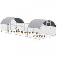 Pawhut Chicken Coop, Outdoor Chicken Run Walk-in Rabbit Cage With Waterpr Waterproof And Anti-uv Cov
