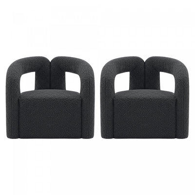Darian Modern Boucle Lounge Chair in Black - Set of 2 | Fauteuil lounge Darian en boucle moderne noir - Lot de 2