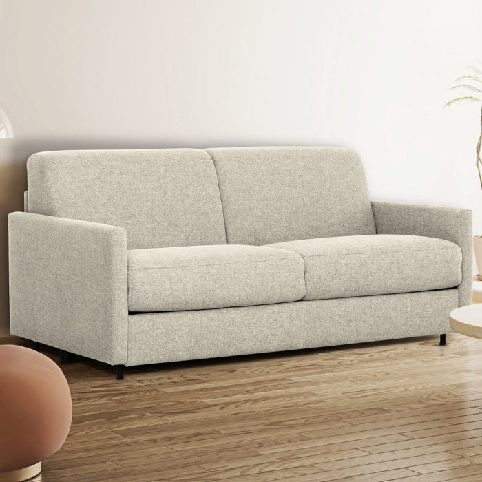 Brix 70 in. Textured Weave Euro Sofa Bed with Memory Foam Mattress - Beige