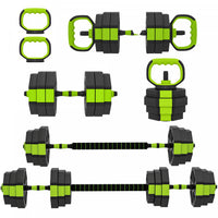 Soozier 6-in-1 Adjustable Dumbbell Set, 66lbs Free Weights Set, Green