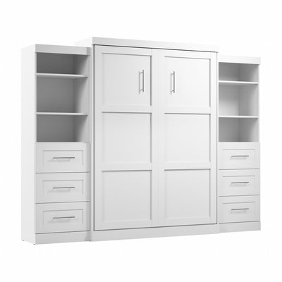 Bestar Pur Queen Murphy Bed and Two Shelving Units with Drawers 115-Inch Wall Bed|Grand lit escamotable mural Pur de Bestar de 115 po avec 2 meubles à tablettes et tiroirs