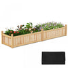 Costway Wooden Raised Garden Bed Outdoor Rectangular Planter Box Whth Drainage Holes, Natural