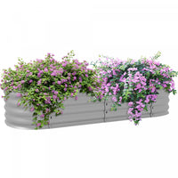 Outsunny 4.9' X 2' X 1' Galvanized Raised Garden Bed Kit, Metal Elevated Planter Box With Safety Edg