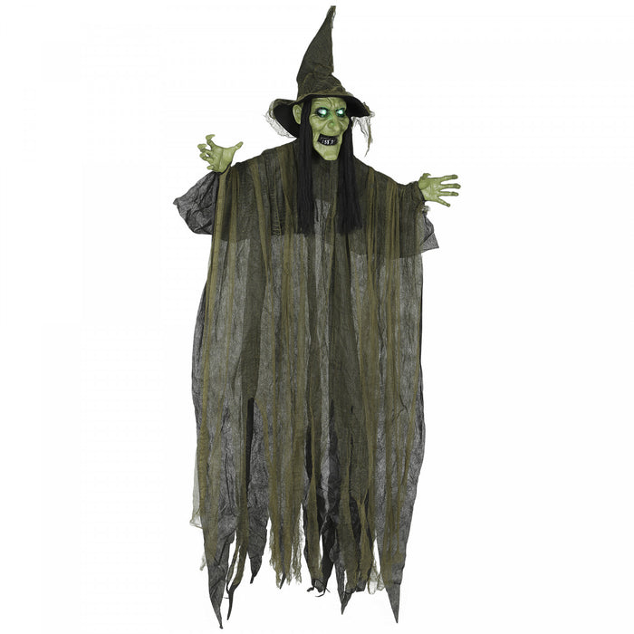 Outsunny Animated Halloween Decoration, Animatronics Witch, Green