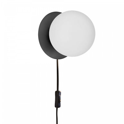 Dainolite Burlat 1 Light Wall Lamp Matte Black White Glass|Lampe murale Burlat de Dainolite en verre blanc, avec fini noir mat et 1 ampoule